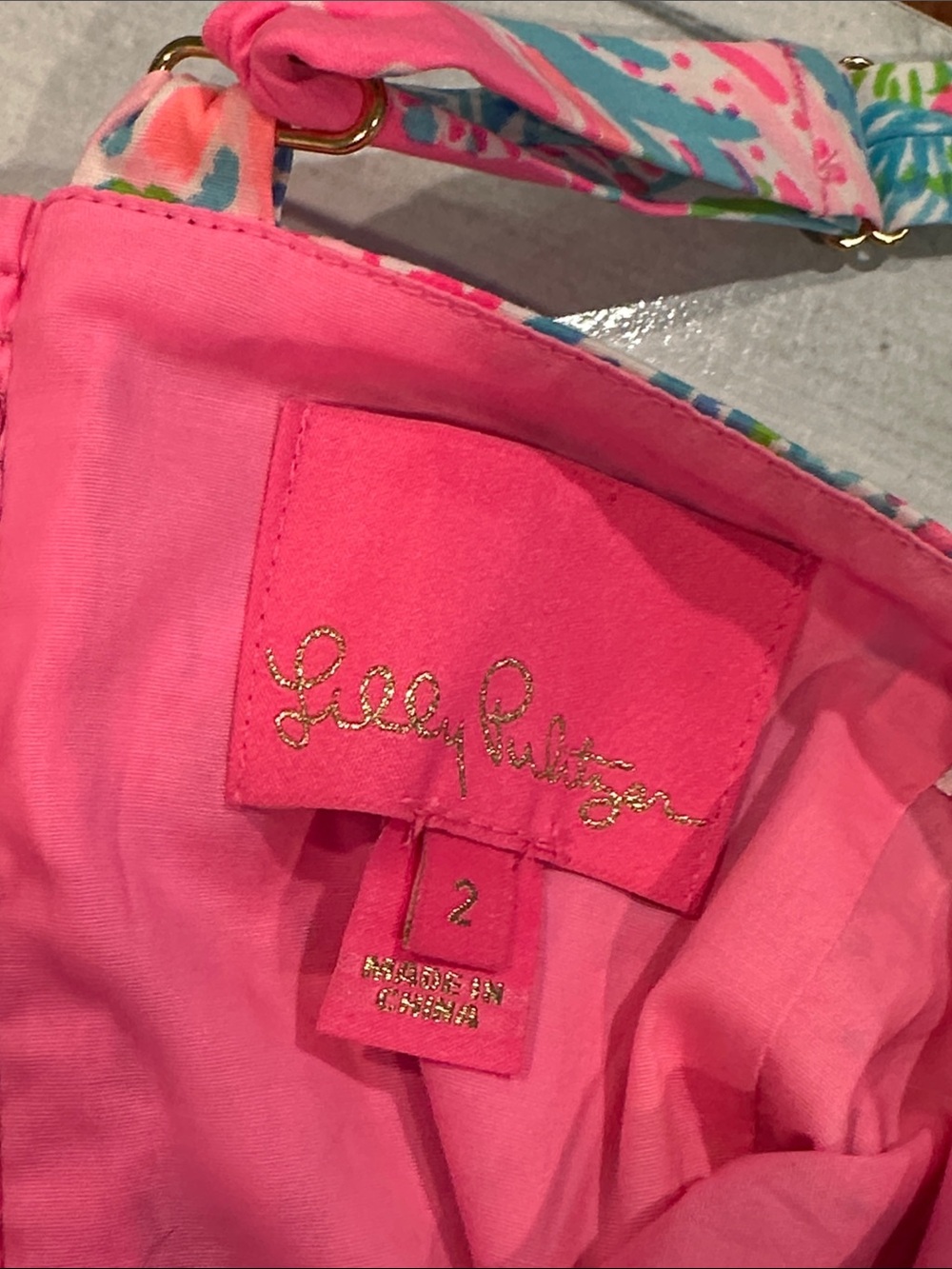 Lilly Pulitzer Sz 2 Pink Tropical Floral Sleeveless Romper • NEW! - Picture 7 of 12